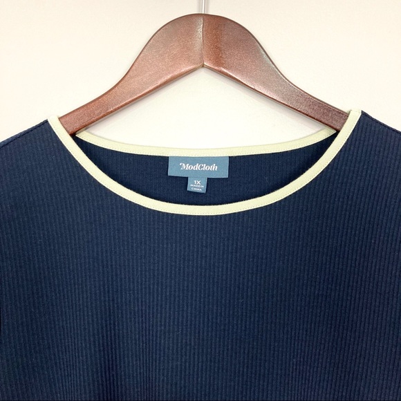 ModCloth Move With You Top Ribbed Knit 3/4 Sleeves - Picture 3 of 8